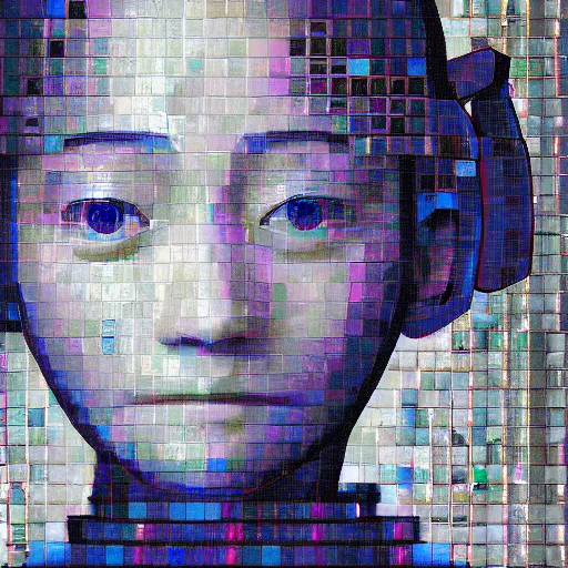 Prompt: mosaic portrait of Lain Iwakura with robot ears by Saimir Strati, 4k, intricate details, digital, water