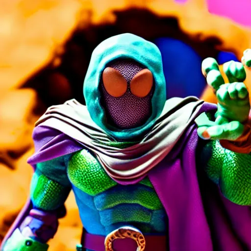 Image similar to mysterio, claymation, 8 k,