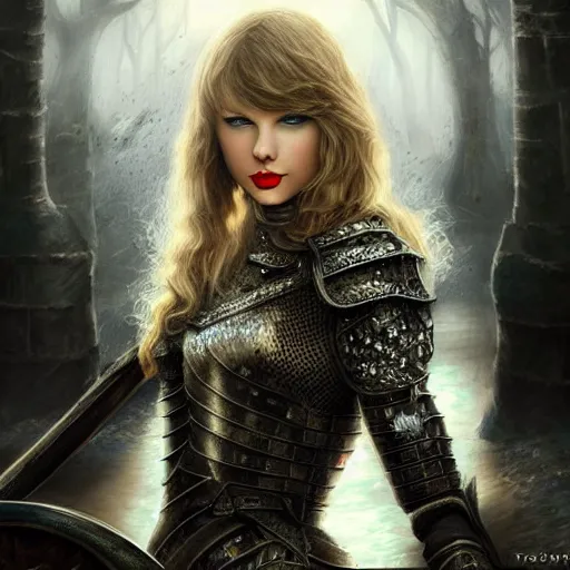 Image similar to the picture of taylor swift in a knight armor, epic fantasy art, mystical, mystic atmosphere, mythology, photo realistic, high detail, ultra realistic, hyper realistic, high definiton, 4 k uhd,