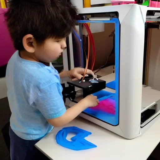 Image similar to a child using a 3 d printer