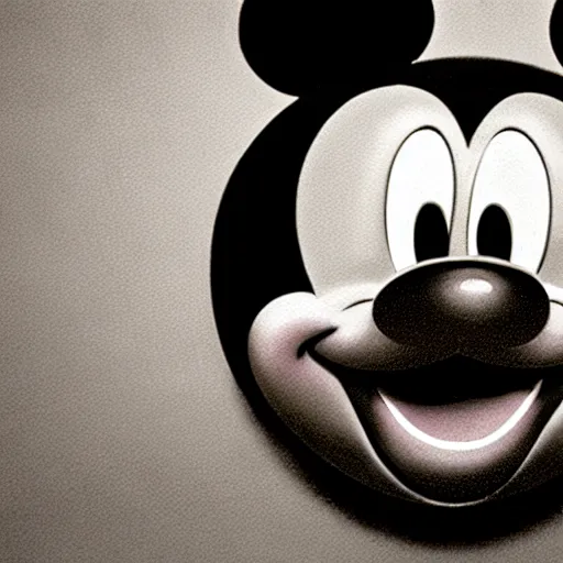 Prompt: photorealistic cursed mickey mouse, award winning photorealistic horror art