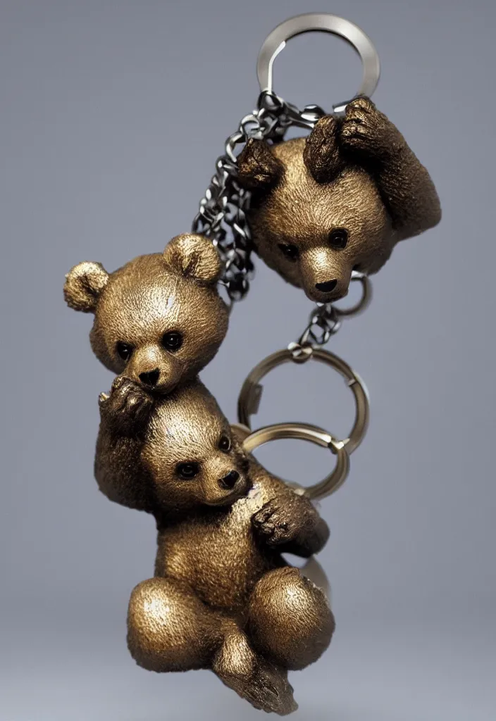 Image similar to a small cute crystal bear figurine keychain by greg rutkowski, sung choi, mitchell mohrhauser, maciej kuciara, johnson ting, maxim verehin, peter konig, 8 k photorealistic, cinematic lighting, hd, high details, dramatic, atmosphereric, trending on artstation