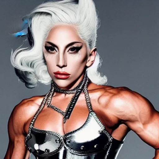 Prompt: masculine muscular lady Gaga