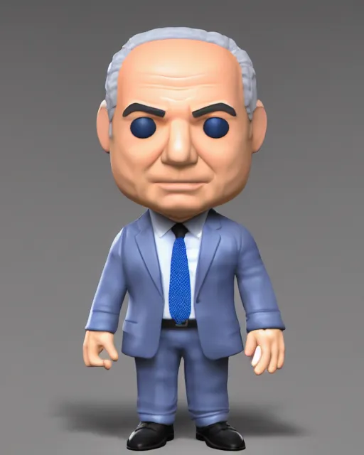 Image similar to full body 3d render of Benjamin Netanyahu as a Funko Pop, studio lighting, blender, trending on artstation, 8k, highly detailed