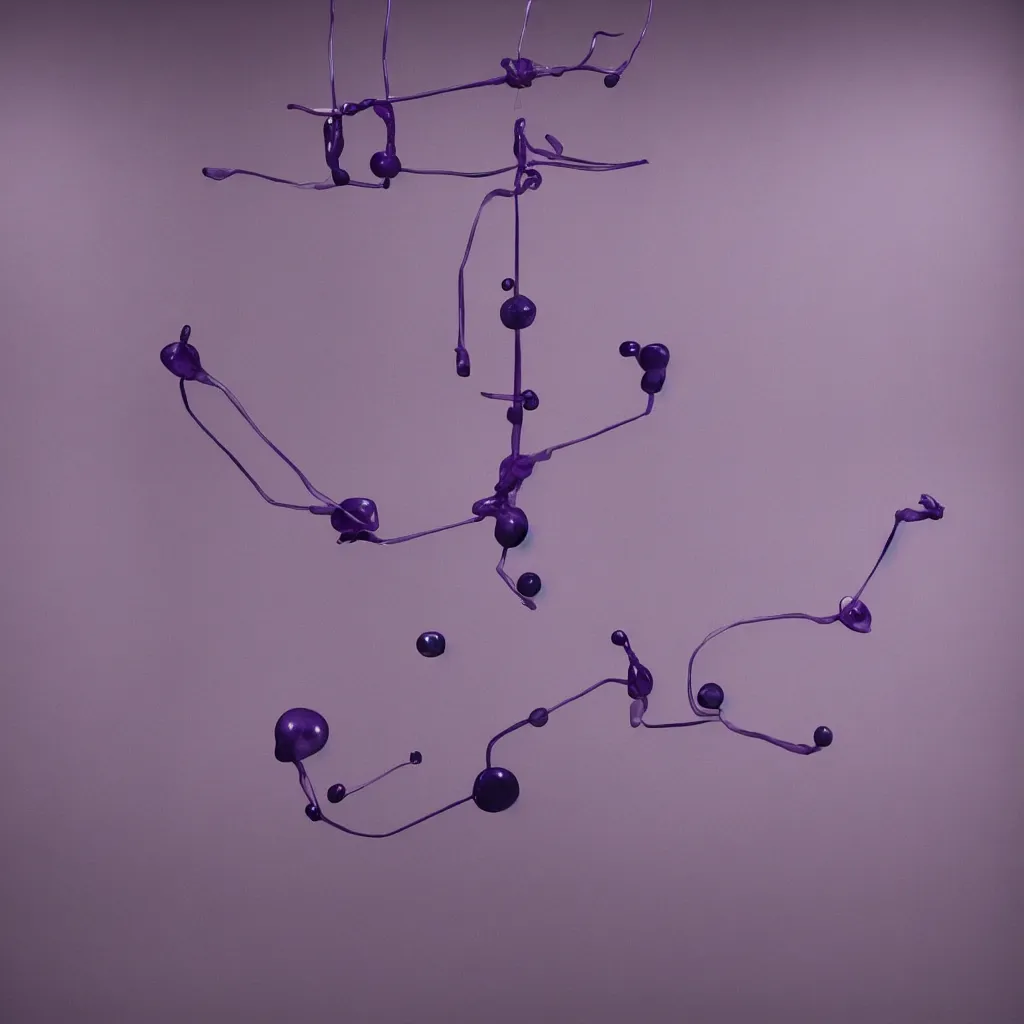 Image similar to an abstract organism machine with purple wax form by nadav kander