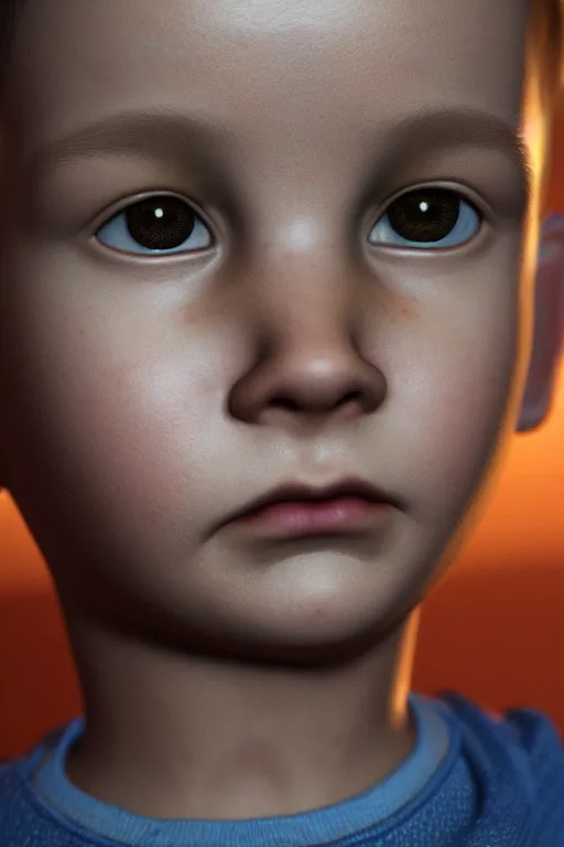 Image similar to hyperrealistic little boy close - up portrait, the portrait is decorated with art deco patterns, hyperrealistic, volumetric lighting, ultra detailed, elegant, octane render, blue and gold, 8 k, trending on artstation, unreal engine