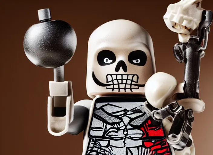 Prompt: product photo still of hamlet holding a skull best the open grave lego playset, 8 k, 1 2 0 mm macro, f 1. 8, studio lighting, key light