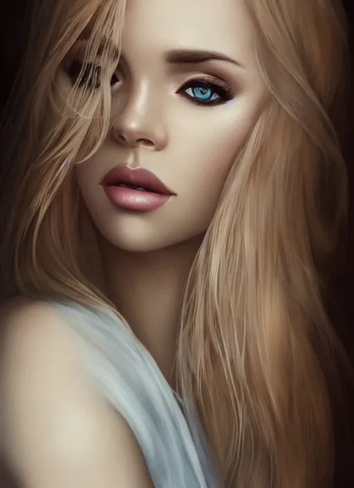 Prompt: a gorgeous blonde female photo, professionally retouched, soft lighting, at luxury resort with waterfalls in background, realistic, smooth face, perfect eyes, wide angle, sharp focus on eyes, 8 k high definition, insanely detailed, intricate, elegant, art by artgerm and wlop