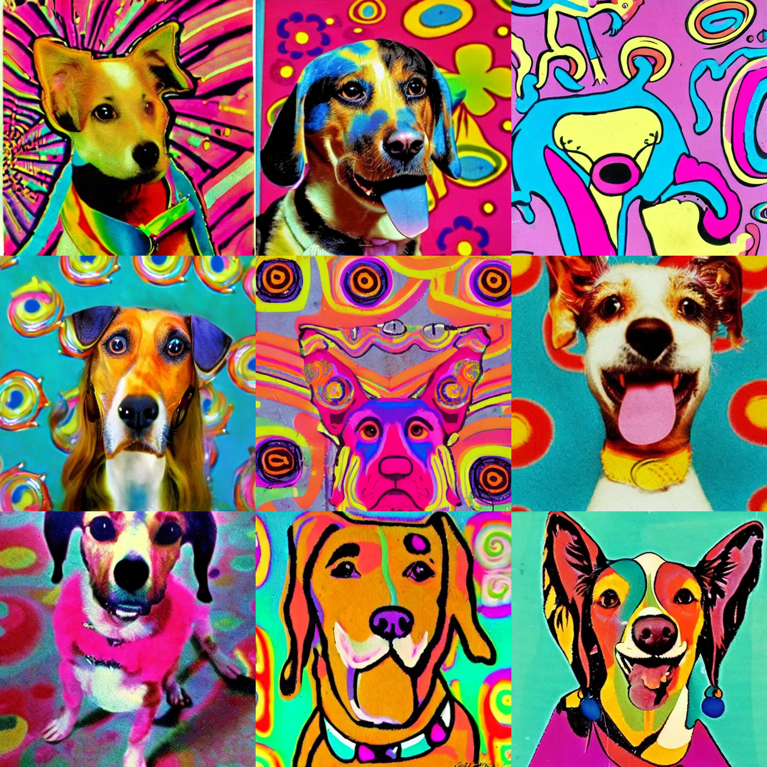 Prompt: 6 0 s kitsch and psychedelia unflappable patty dog