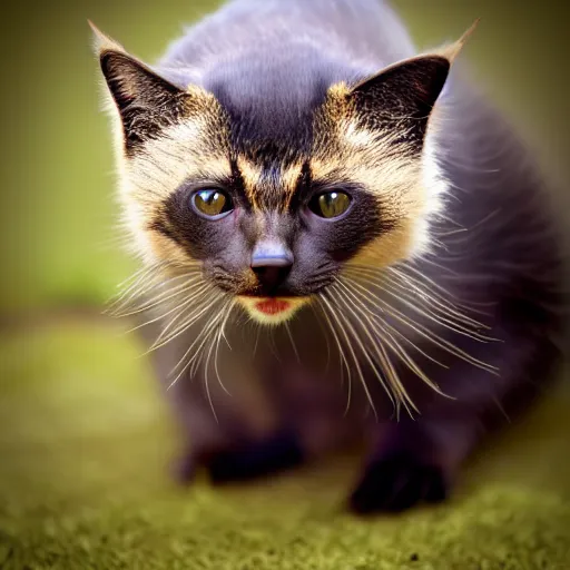 Image similar to a feline honeybadger - cat - hybrid, animal photography