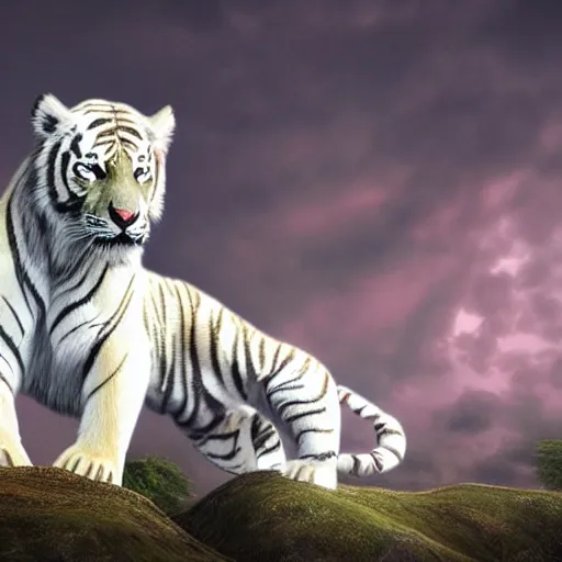 Prompt: huge white majestic ethereal tiger with a halo hovering over its head. highly detailed art. cinematic. - 9