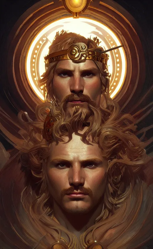 Prompt: portrait of the god ares, greek mythology, intricate, headshot, highly detailed, digital painting, artstation, concept art, sharp focus, cinematic lighting, illustration, art by artgerm and greg rutkowski, alphonse mucha, cgsociety