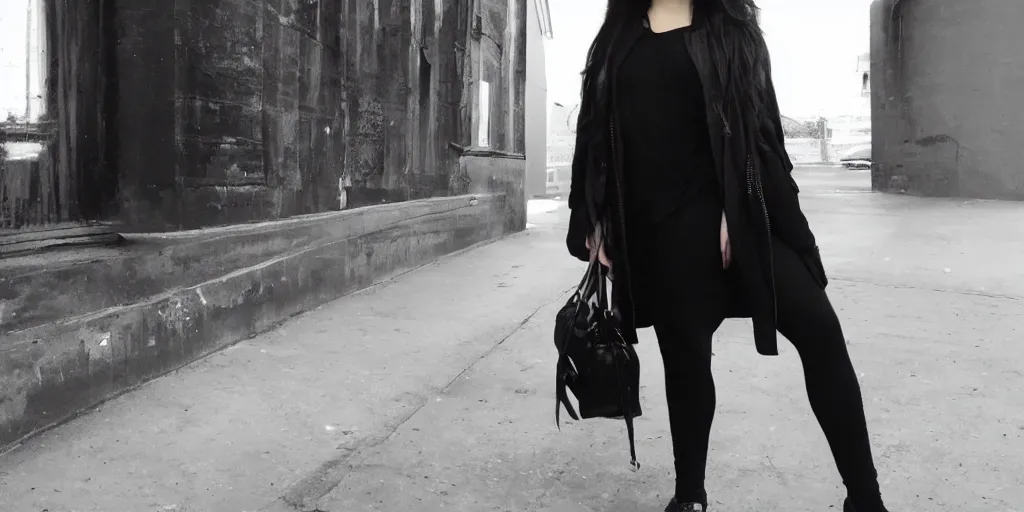 Prompt: Photo of a woman wearing black clothes