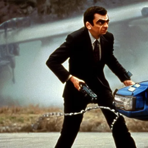 Image similar to A still of Mr Bean as the Terminator in The Terminator