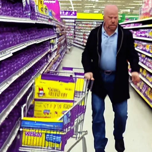 Prompt: thanos looking for his mom at wallmart, sharp focus