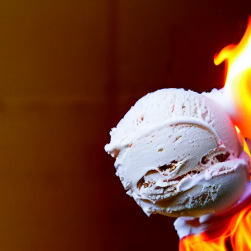 Image similar to photo of an ice cream on fire