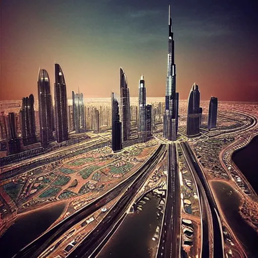 Prompt: “most advanced Dubai city dramatic lighting proportional symmetrical minimalism photorealistic sky render octane architecture interior design”