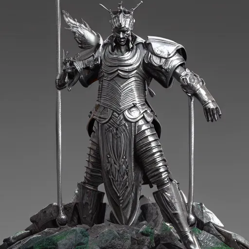 Prompt: statue king knight, chrome, reflect 8 k uhd, unreal engine, octane render in the artstyle of finnian macmanus, john park and greg rutkowski