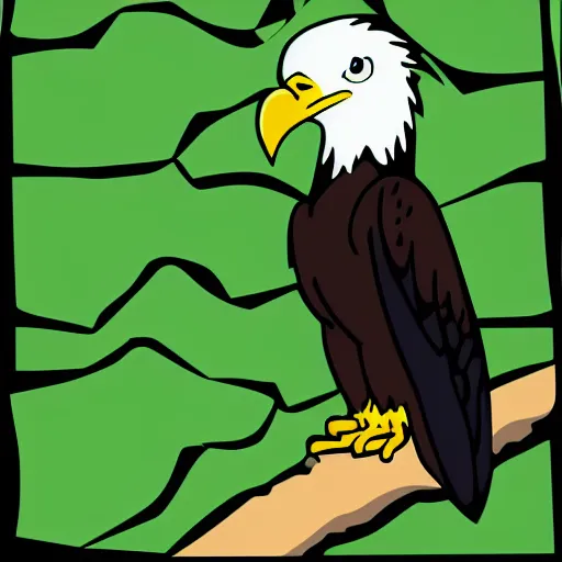 Prompt: cute cartoon baby bald eagle in the American forest, Ghibli, clipart