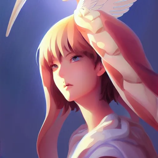 Image similar to biblically accurate angel, portrait shinkai makoto studio ghibli studio key hideaki anno sakimichan stanley artgerm lau rossdraws james jean marc simonetti elegant highly detailed digital painting artstation pixiv