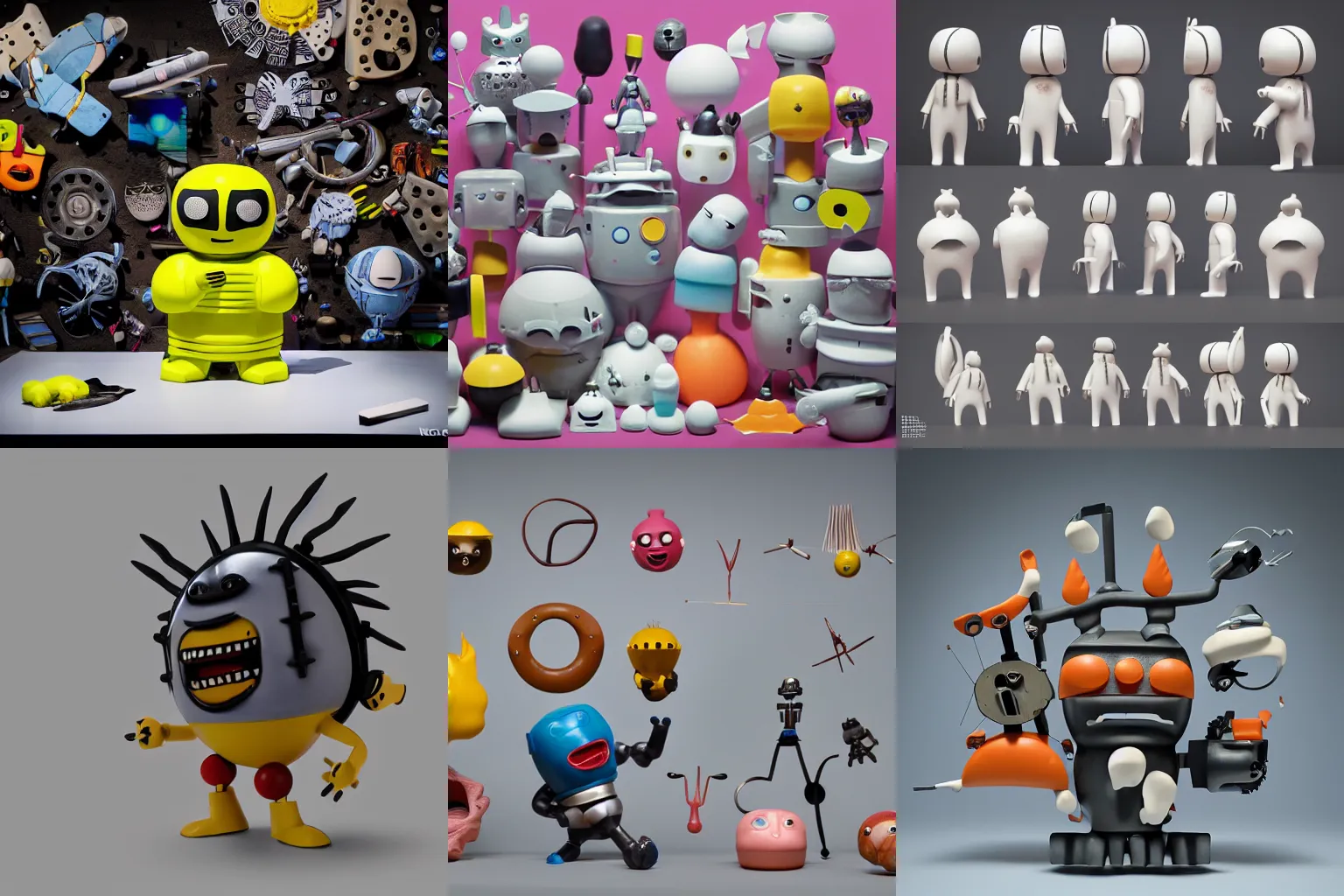 Prompt: pictoplasma, pictoplasma, dissection of one simple angry screaming ceramic toy Figure mechabot transformer sculpture, c4d, 3d primitives, in a Studio hollow, surrounded by flying parts, explosion drawing, by pixar, beeple, by jeff koons, blender donut tutorial, joints, by jonathan ive, by david lachapelle, simulation