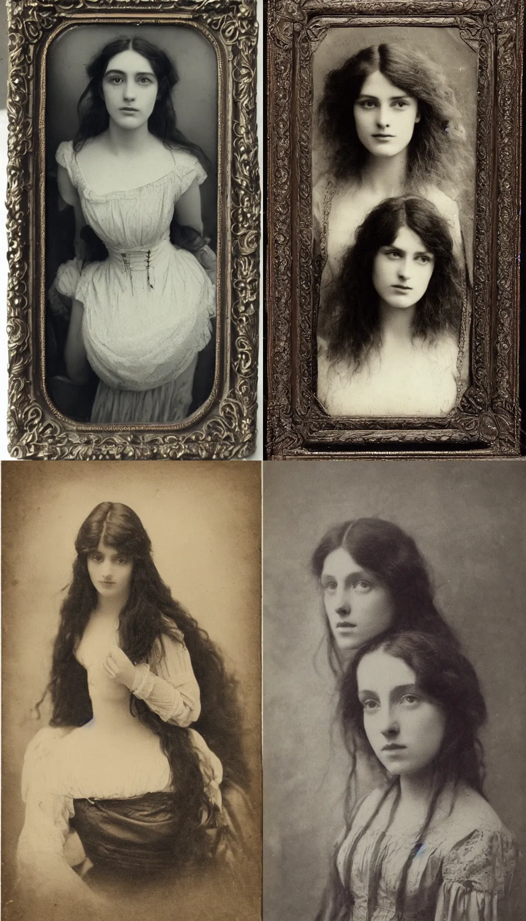 Prompt: vintage portrait photo of a beautiful pre Raphaelite Victorian woman