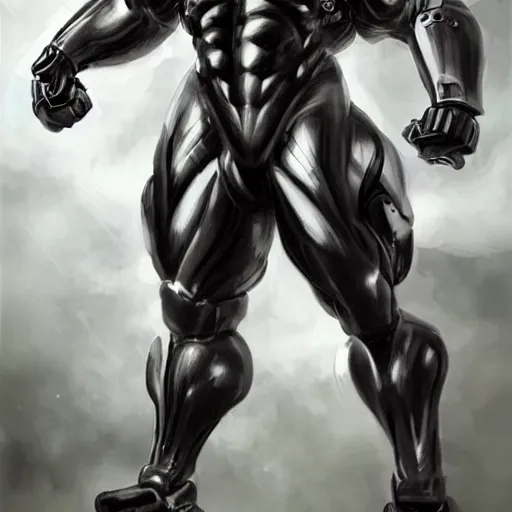 Image similar to a black exaggeratedly muscular anthropomorphized horse with a magnificently muscular physique wearing a skintight cybernetic armor while protecting a facility, long white mane, equine, anthro art, furaffinity, highly detailed, realistic, digital painting, artstation, sharp focus, concept art, illustration, art by artgerm, greg rutkowski, wlop