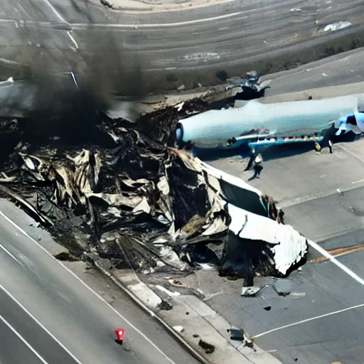 Image similar to “ airplane crash on a freeway in los angeles, flickr, national geographic photo, photo taken with provia, stockphoto ”