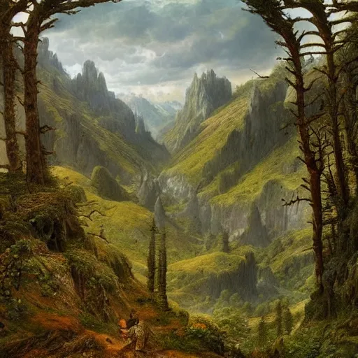 Prompt: a beautiful and highly detailed matte painting of a dreamy valley deep in the foresty mountains, intricate details, epic scale, insanely complex, 8 k, sharp focus, hyperrealism, very realistic, by caspar friedrich, james gurney, brian froud,