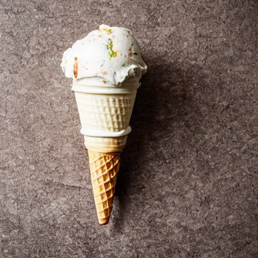 Image similar to an ice cream cone, moldy, gross