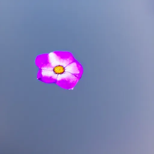 Image similar to closeup photo of 1 lone purple petal flying above a city city park, aerial view, shallow depth of field, cinematic, 8 0 mm, f 1. 8