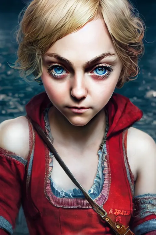 Image similar to character portrait of Annasophia Robb with gorgeous detailed eyes, color page, tankoban, 4 k, tone mapping, doll, akihiko yoshida, james jean andrei riabovitchev marc simonetti, yoshitaka amano, willowy frame,