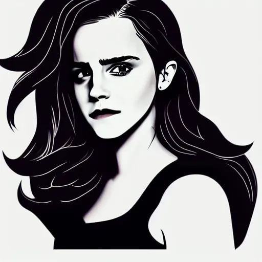 Image similar to emma watson, digital art, iconic icon, 2 d vector logo, cartoon, t - shirt design