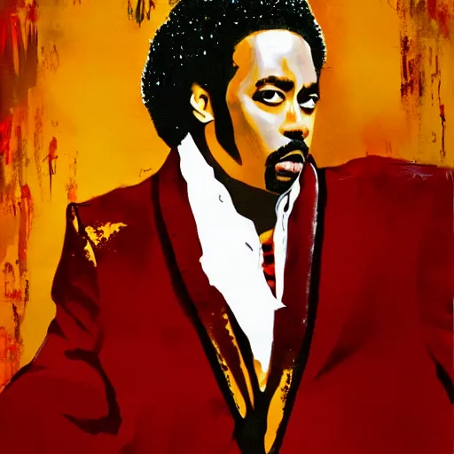 Prompt: an action painting of Morris Day