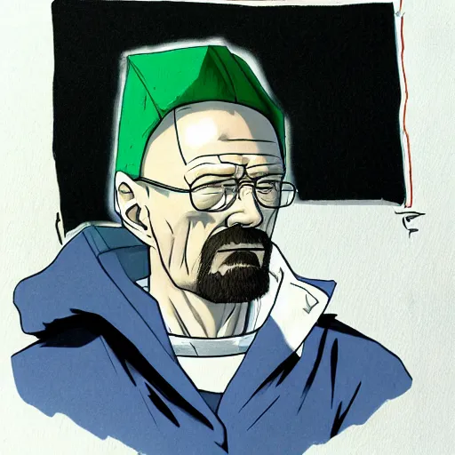 Image similar to walter white as gendo ikari, art