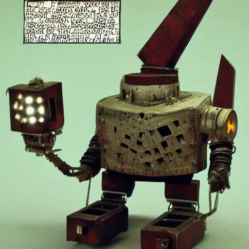 Prompt: E.M. Pino :: miniature anti-bot machine created by Ziggy, the former Demon King