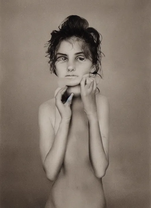 Prompt: half - length portrait of girl, fine art portrait photography by richard avedon