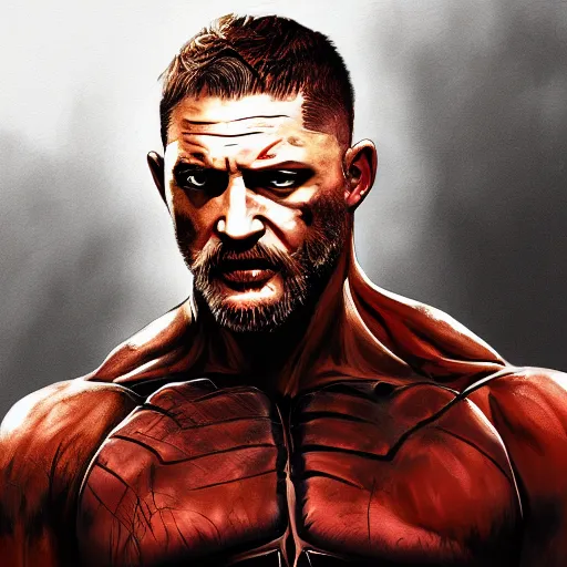 Image similar to Tom Hardy in wolverine suit Digital art 4K quality Photorealism