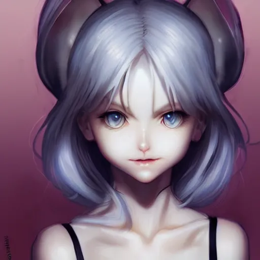 Image similar to Adorable Cat girl, white hair and Luminescent eyes, highly detailed, by Range Murata, artgerm, digital illustration, beautiful, concept art