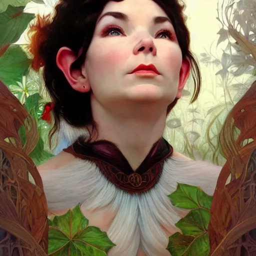 Image similar to portrait of bjork as dmt elf, 8 k highly detailed, sharp focus, illustration, art by artgerm, mucha, bouguereau