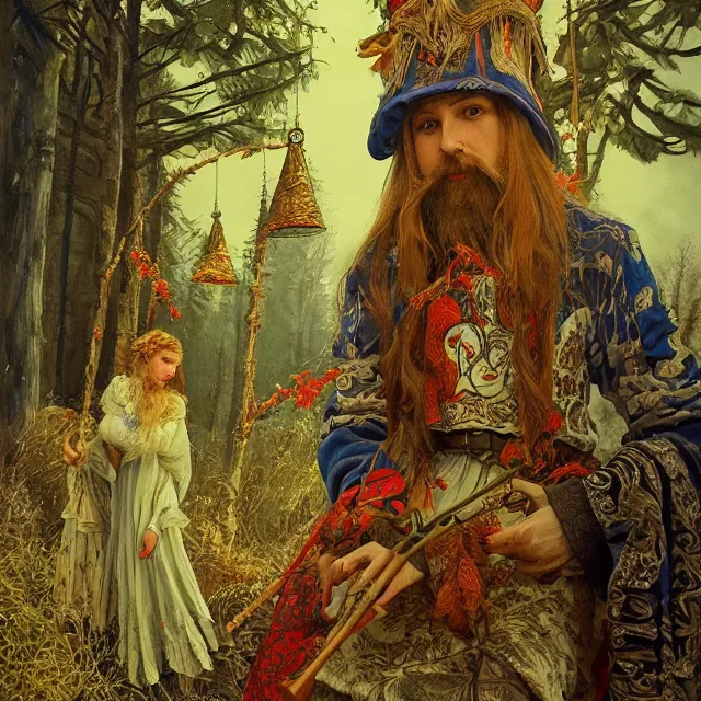 Image similar to russian folk fairytale, story, fable, dramatic, fantasy art, an ultrafine detailed painting, academic art, ornate, inticate, elegant, sharp focus, artstation, by pavel korin, viktor vasnetsov