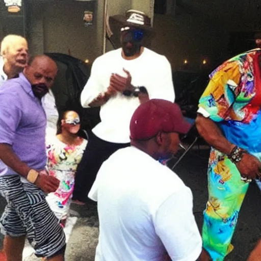 Image similar to photo of 2 pac partying today, he's still alive.