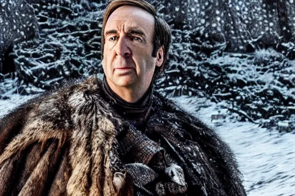 Prompt: “ very photorealistic photo of saul goodman in game of thrones, award - winning details ”