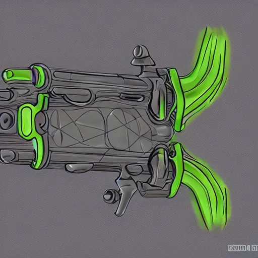 Image similar to frog - shaped pistol concept art 4 k