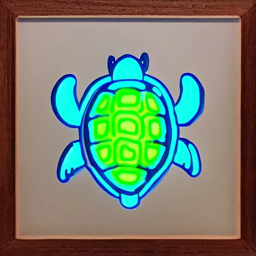 Image similar to turtle portrait, 8 0 s synch, wave, neon