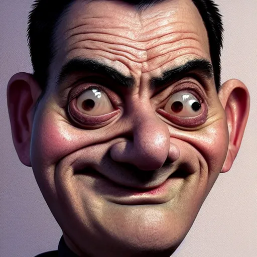 Image similar to mrbean head caricature, artgem, digital painting, fullshot, color painting, hyperrealistic, concept art, oil painting, masterpiece, concept art, trending on deviantart, realistic and detailed face, highly detailed, high quality, 8 k, soft lighting, fancy colors, fantasy, cinematic, high coherence