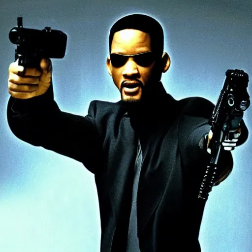 Prompt: Will Smith as Neo in the Matrix