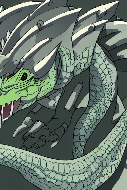 Image similar to lizardman, gray scales, anime, hd,