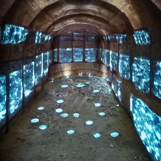 Image similar to A beautiful mine, with crystals on the walls.