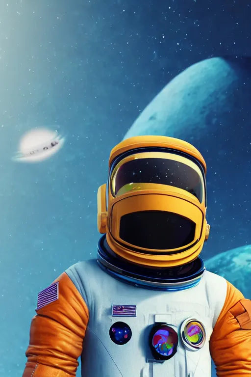 Image similar to a lonely chicken wearing a space suit without helmet in a alien planet, profile picture, digital art, concept art, trending on DeviantArt, highly detailed, high quality, 4K, cartoon, high coherence, path traced, blue sky in the background, octane render, digital painting, no helmet, masterpiece